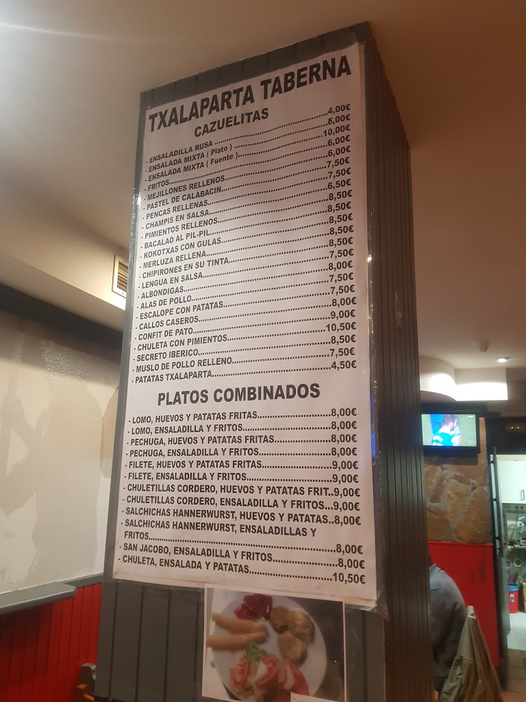 Bar Txalaparta — Carta