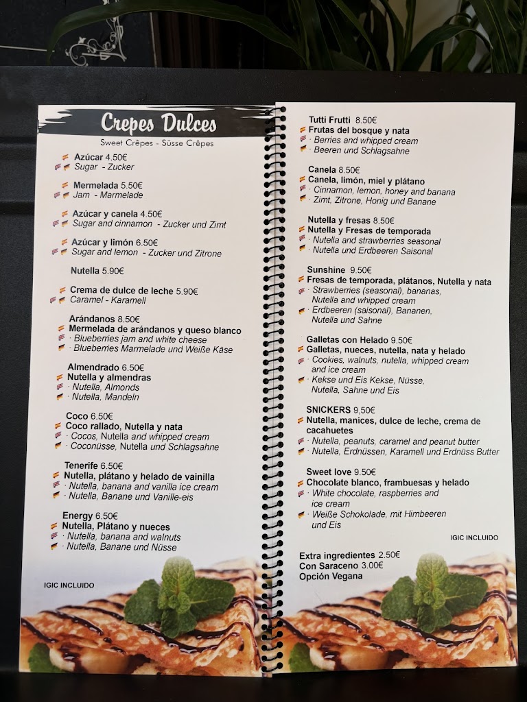 Advans Creperia y Balkan Cuisine — Carta