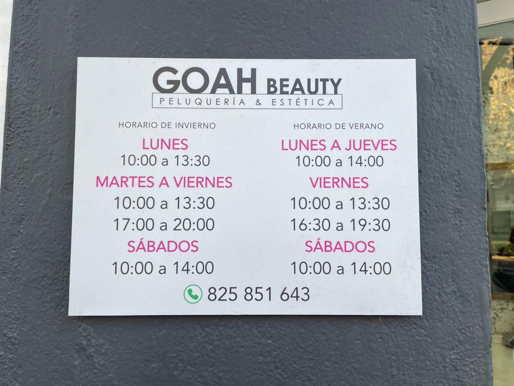 Goah Beauty Peluqueria y Estetica — Carta
