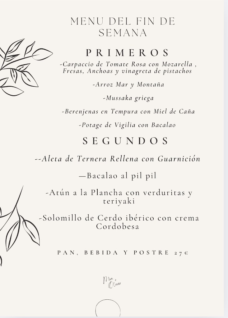 Restaurante Time's — Carta