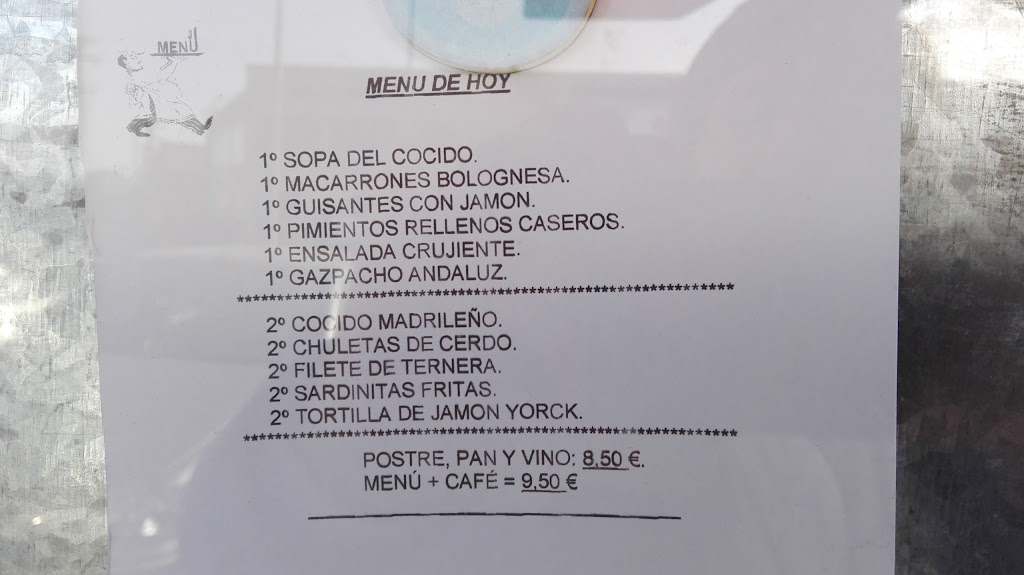 Bar Canto Blanco Restaurante — Carta