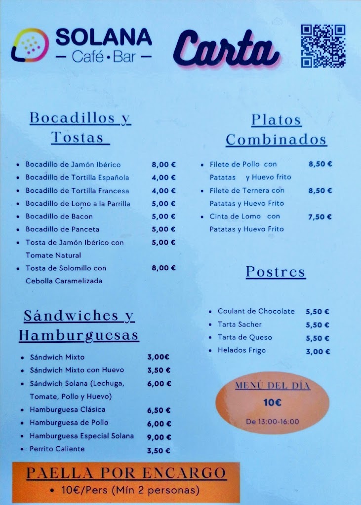 Iglu Bar Solana — Carta