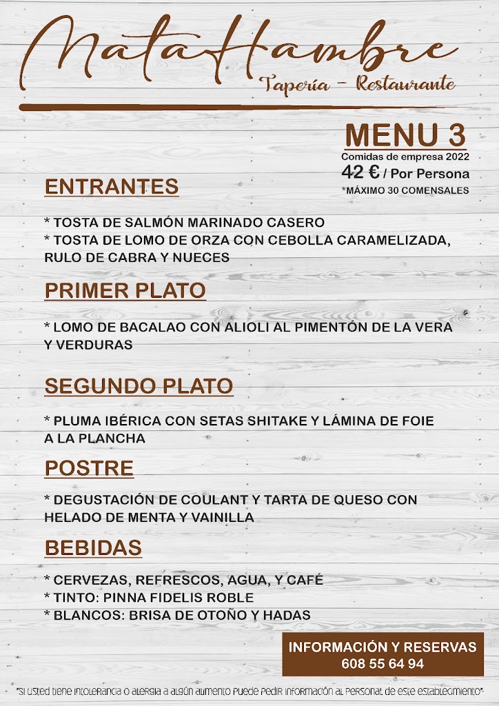 Bar Matahambre — Carta