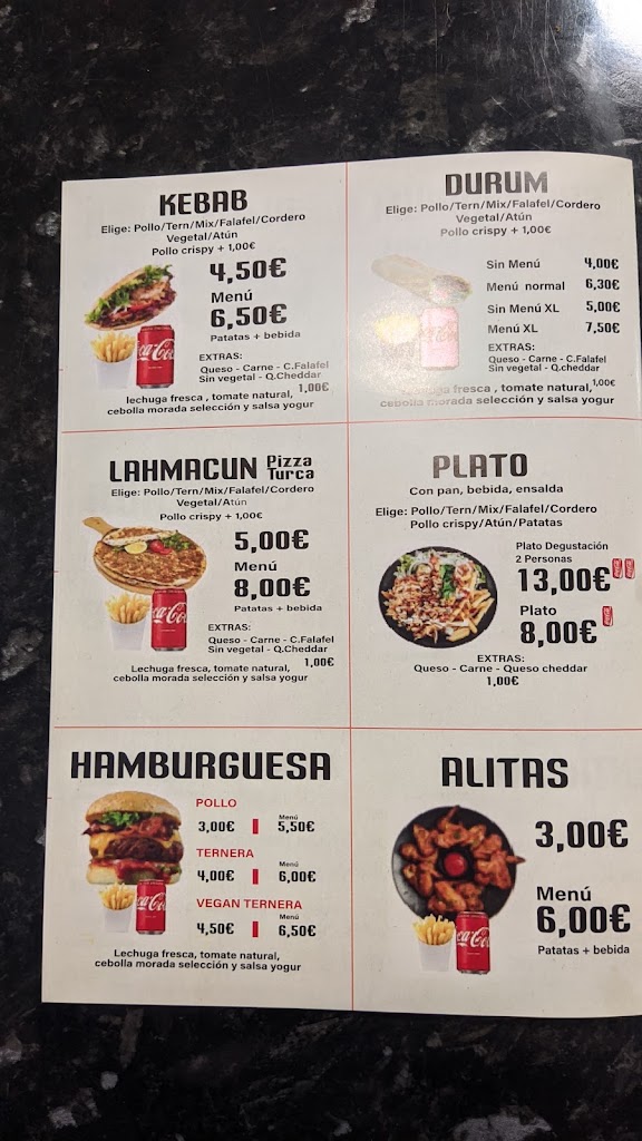 Bar Zoco Kebab — Carta