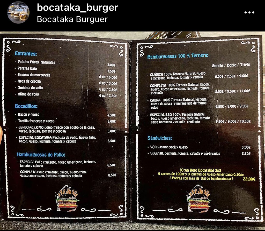 Bocataka Guardamar — Carta
