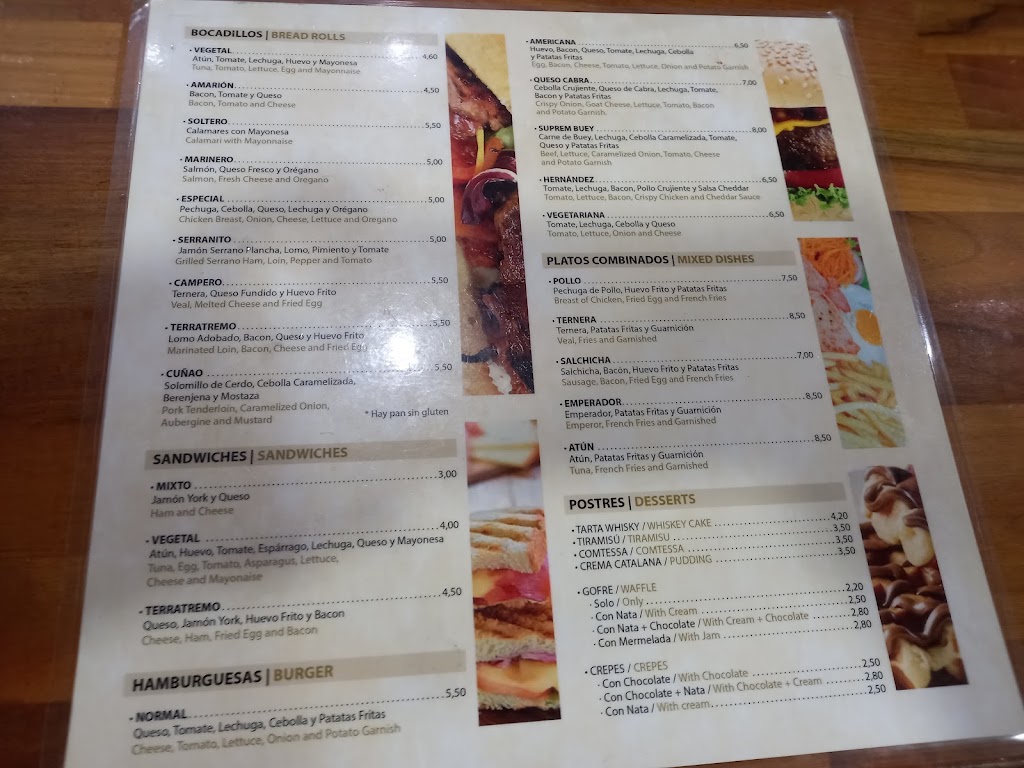 Cafeteria-Cerveceria Terratremo — Carta