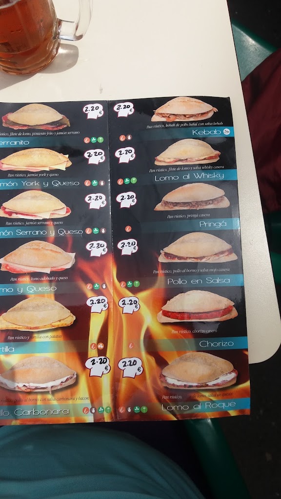 Heladeria cafeteria la ria — Carta