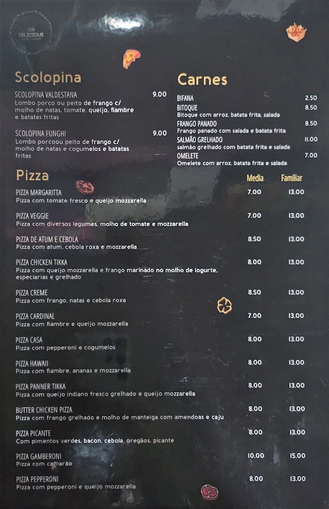 Restaurante Delicious Food Corner — Carta