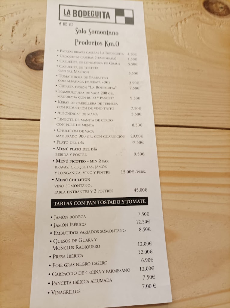 La Bodeguita — Carta