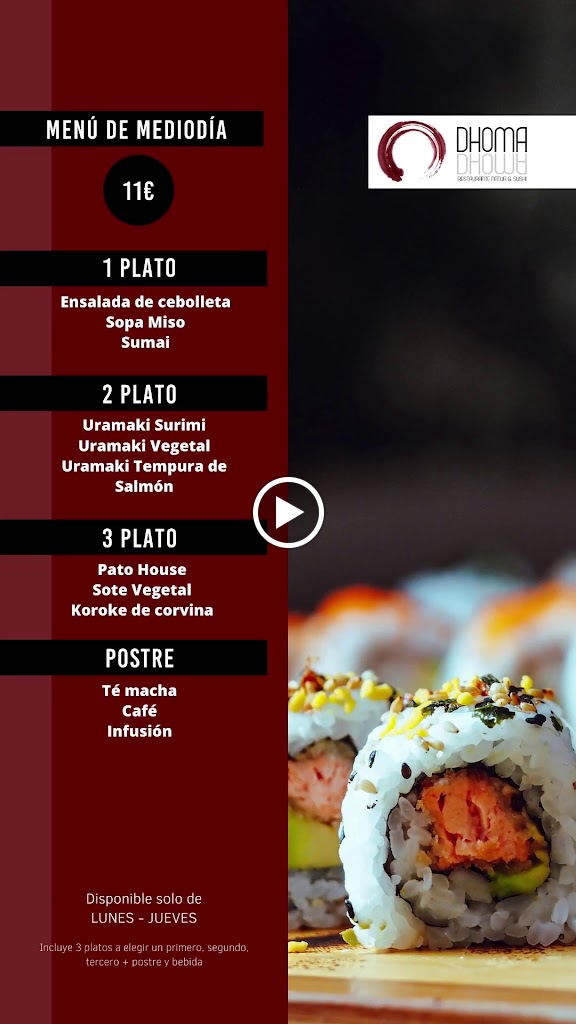 Restaurante Japones - DHOMA — Carta