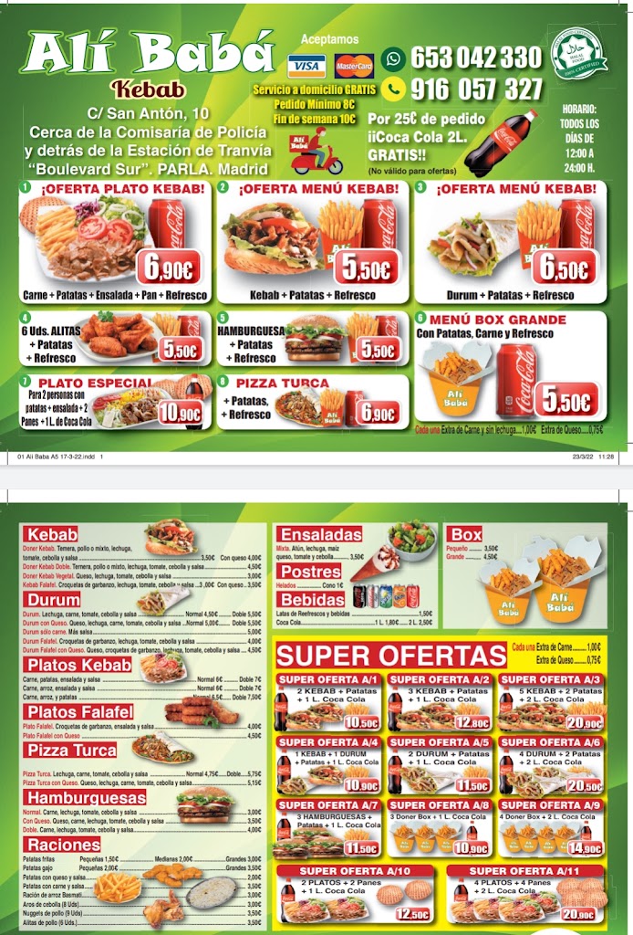 Restaurante Doner Kebab Ali Baba — Carta