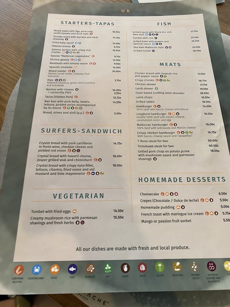 Sol y Mar, Puerto Pollensa — Carta