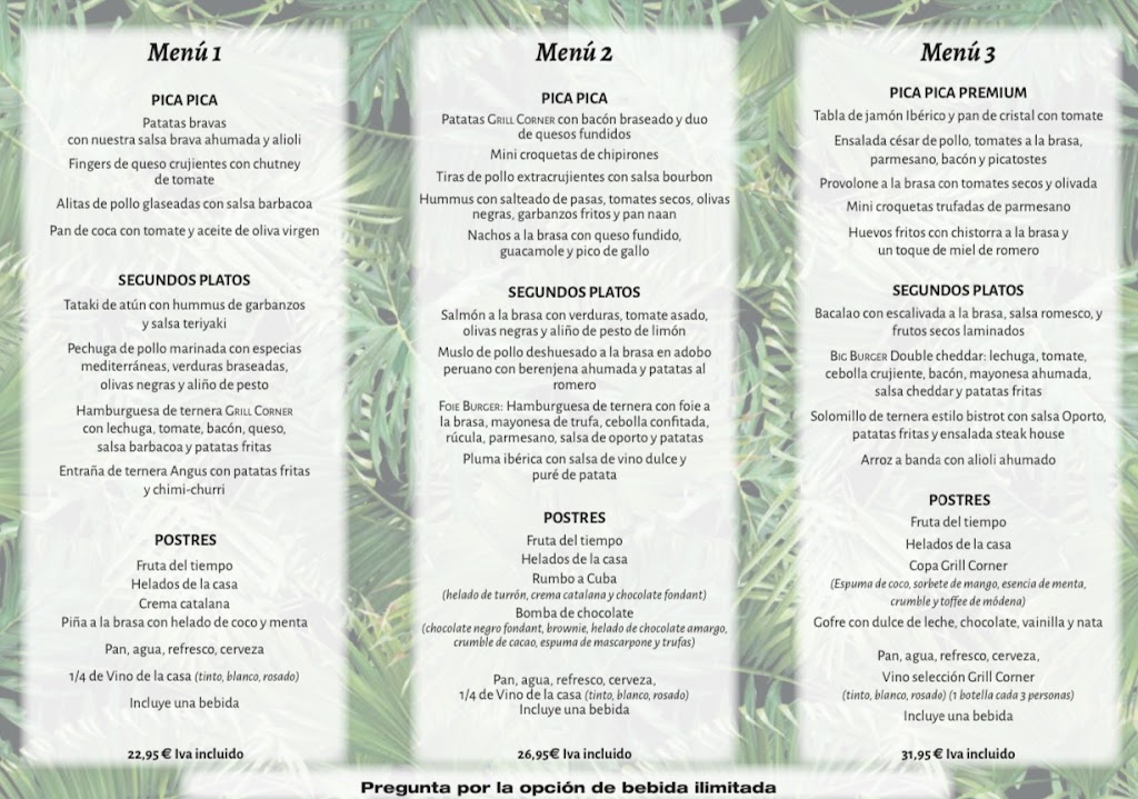Grill Corner Splau — Carta