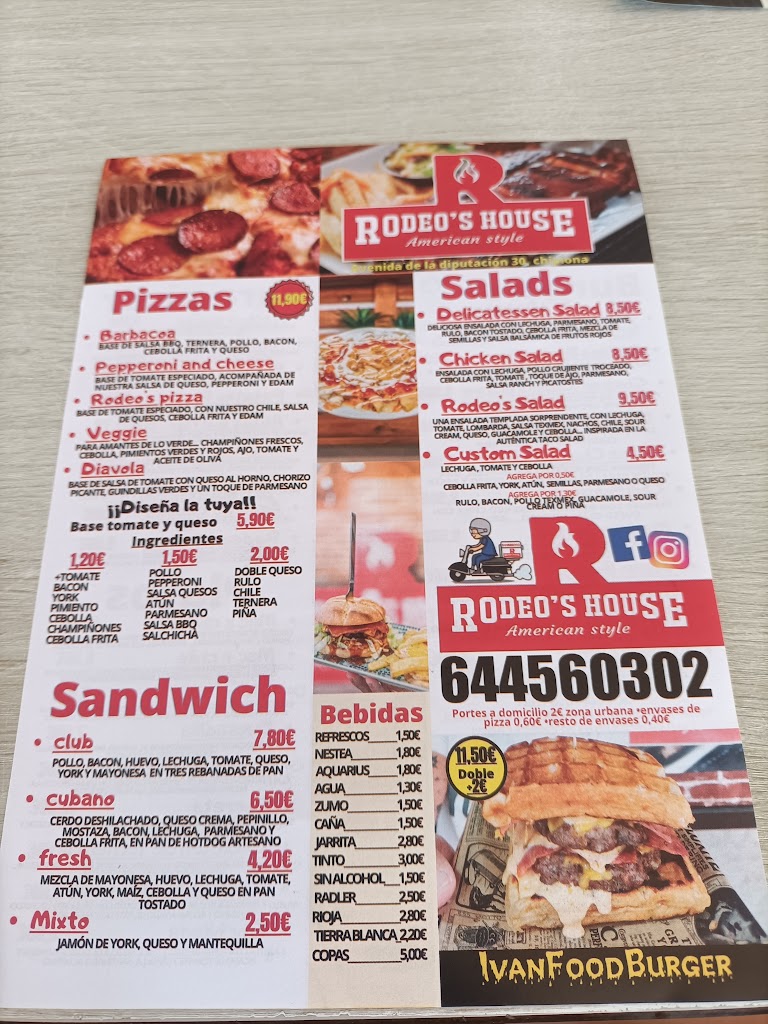 Restaurante Rodeo's House — Carta