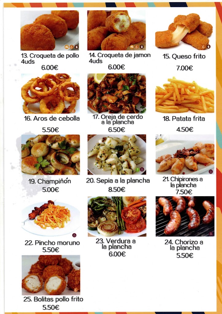 Bar El Pinchito — Carta