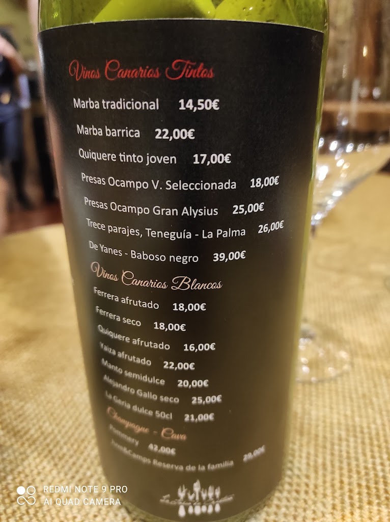 La Tasca de Cristian — Carta