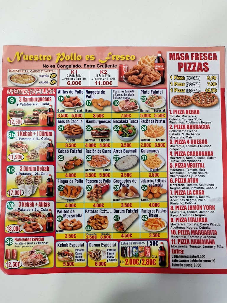 Restaurante Parla Kebab House — Carta