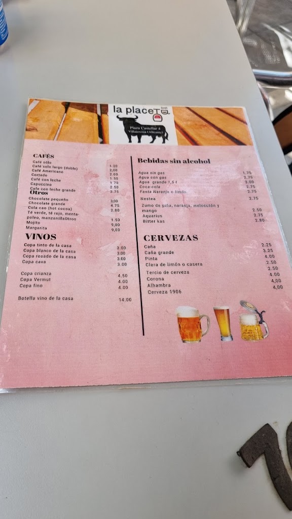 Bar La Placeta — Carta