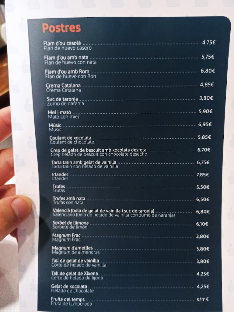 Restaurant El Cisne — Carta