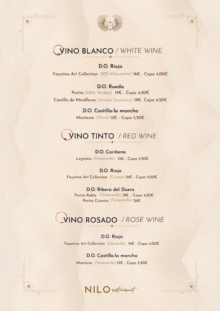 Restaurante NILO — Carta
