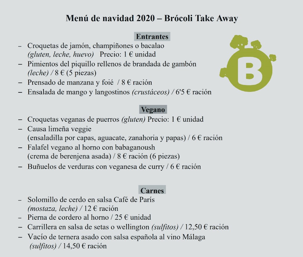 Brocoli Comida para llevar — Carta