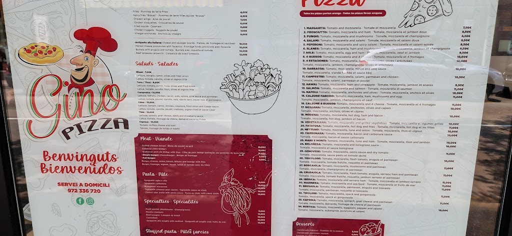 Gino Pizza — Carta