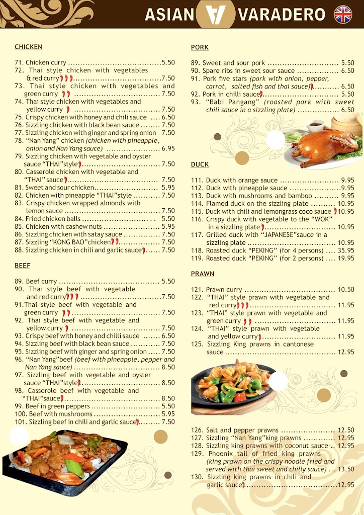 Asian Varadero Restaurante — Carta