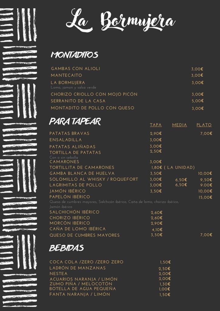 Cerveceria La Bormujera — Carta