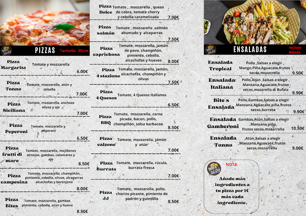 Bite's French Tacos — Carta