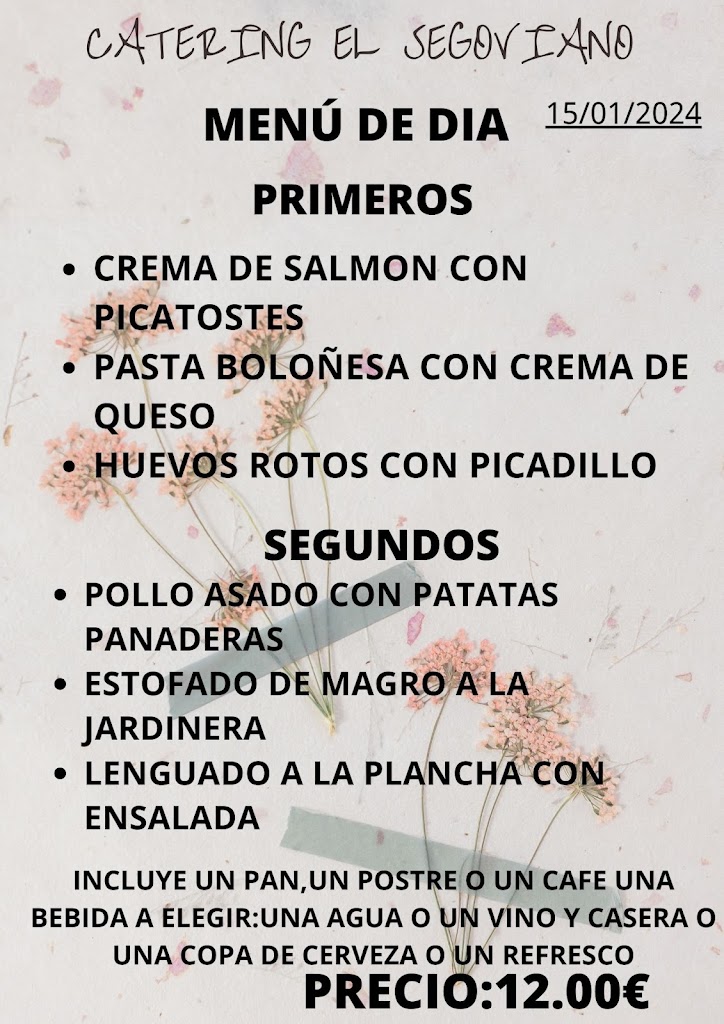 Restaurante El Segoviano — Carta