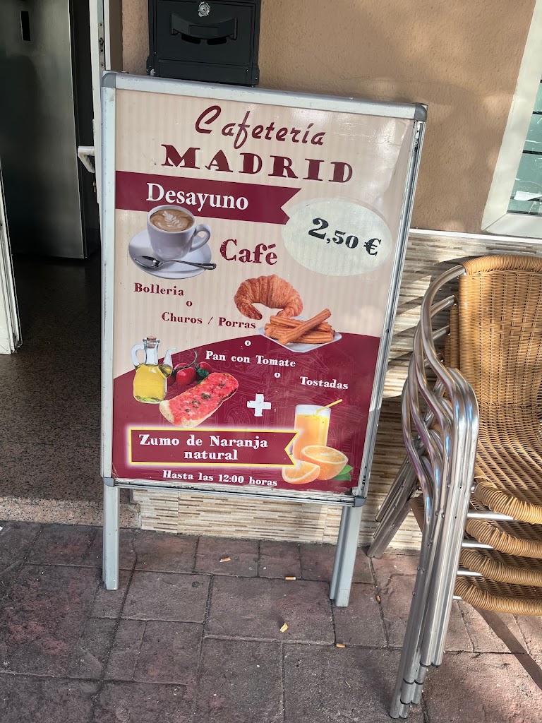 Cafeteria Madrid — Carta
