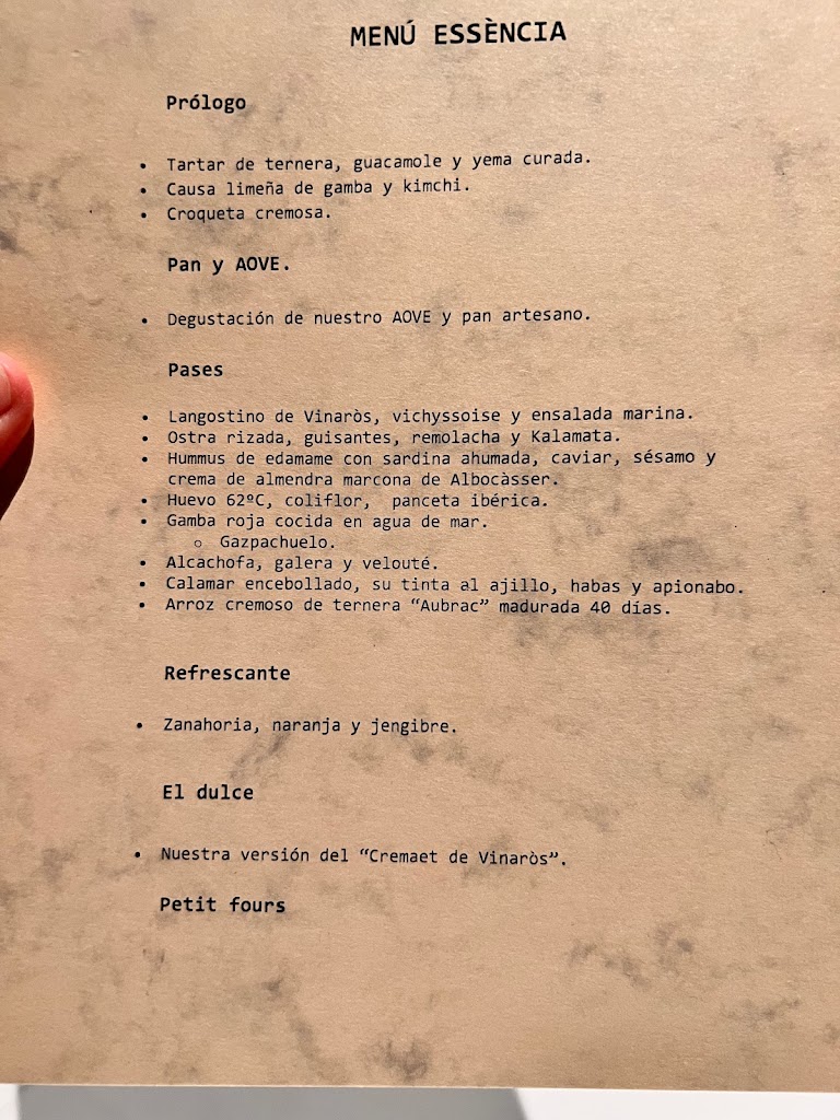 Restaurant Ruben Miralles — Carta
