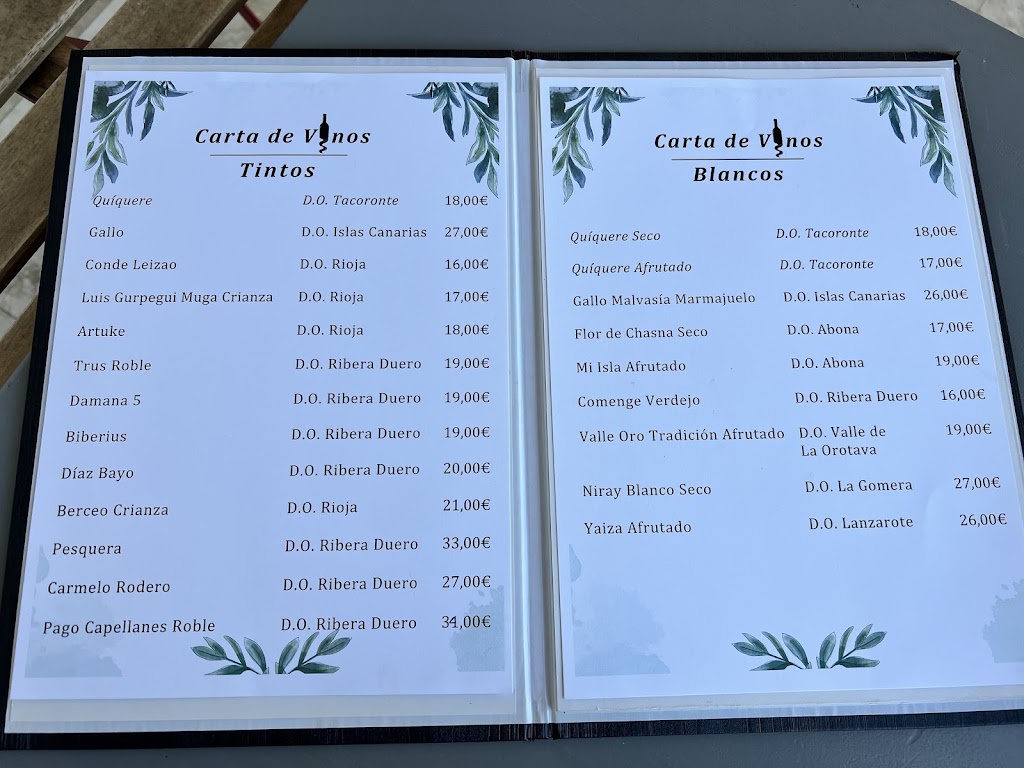Restaurante Gurea — Carta