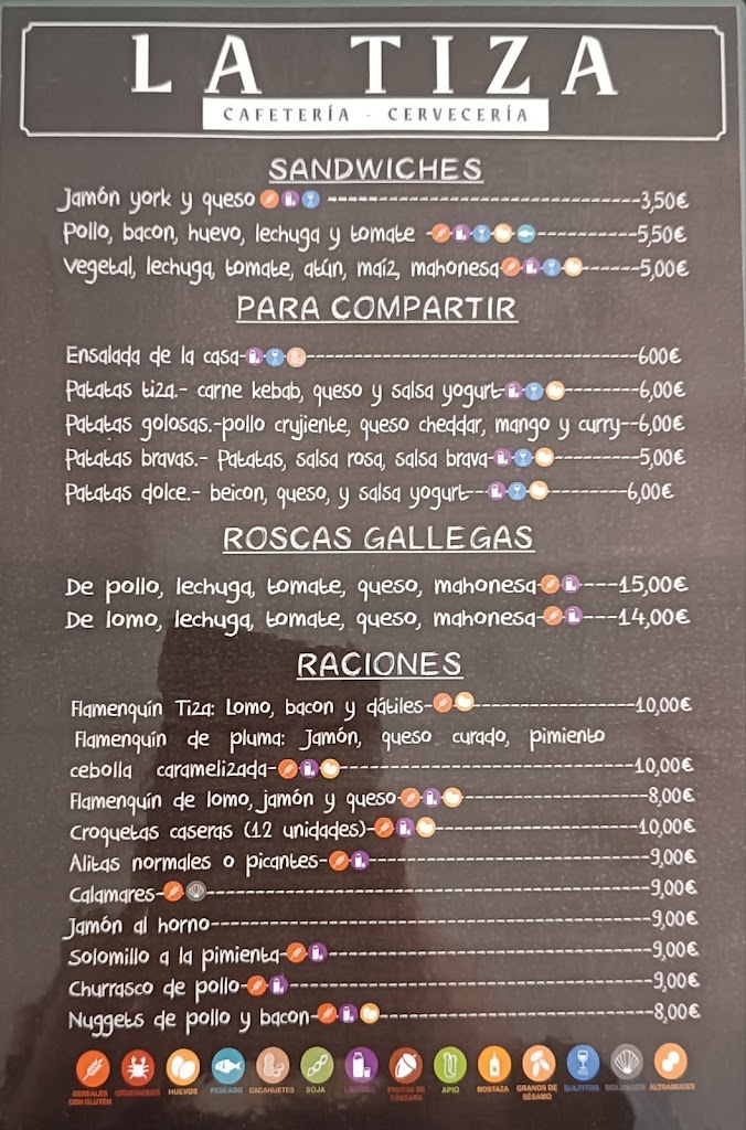 Cafeteria La Tiza — Carta