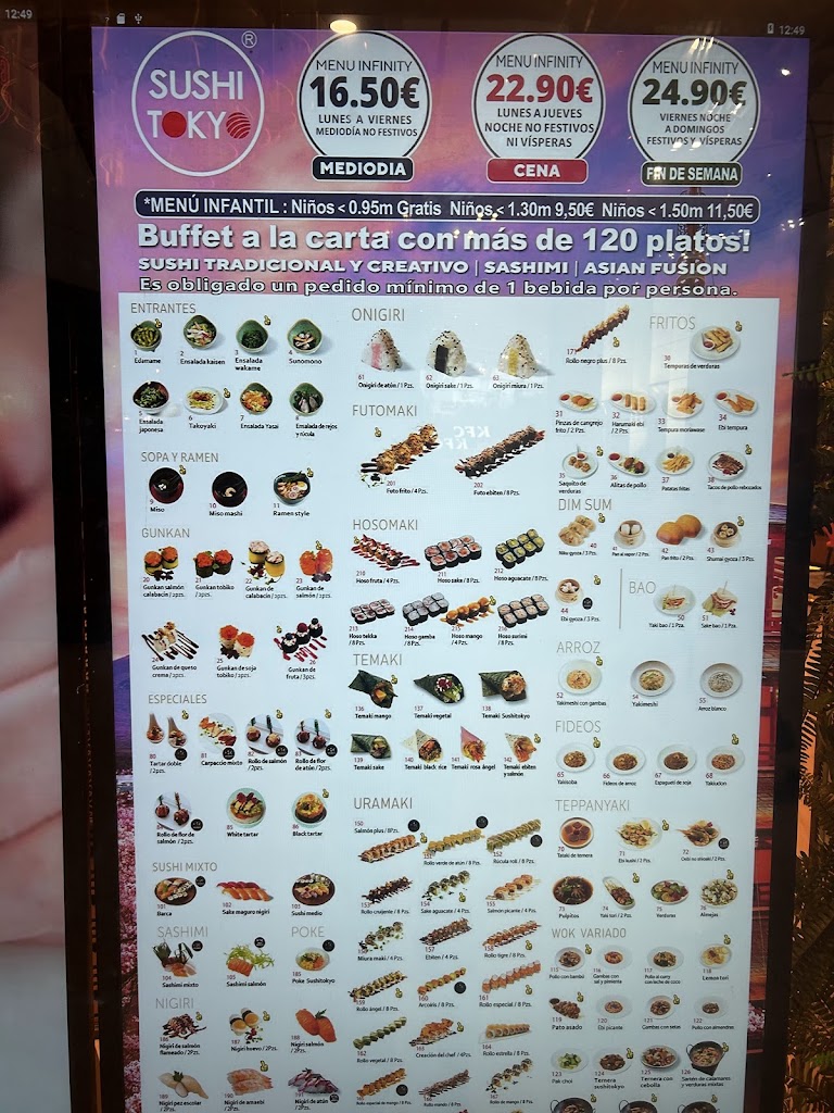 Restaurante Sushitokyo H2O — Carta