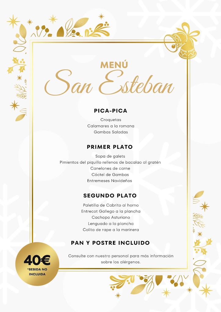 Restaurante bar arua — Carta