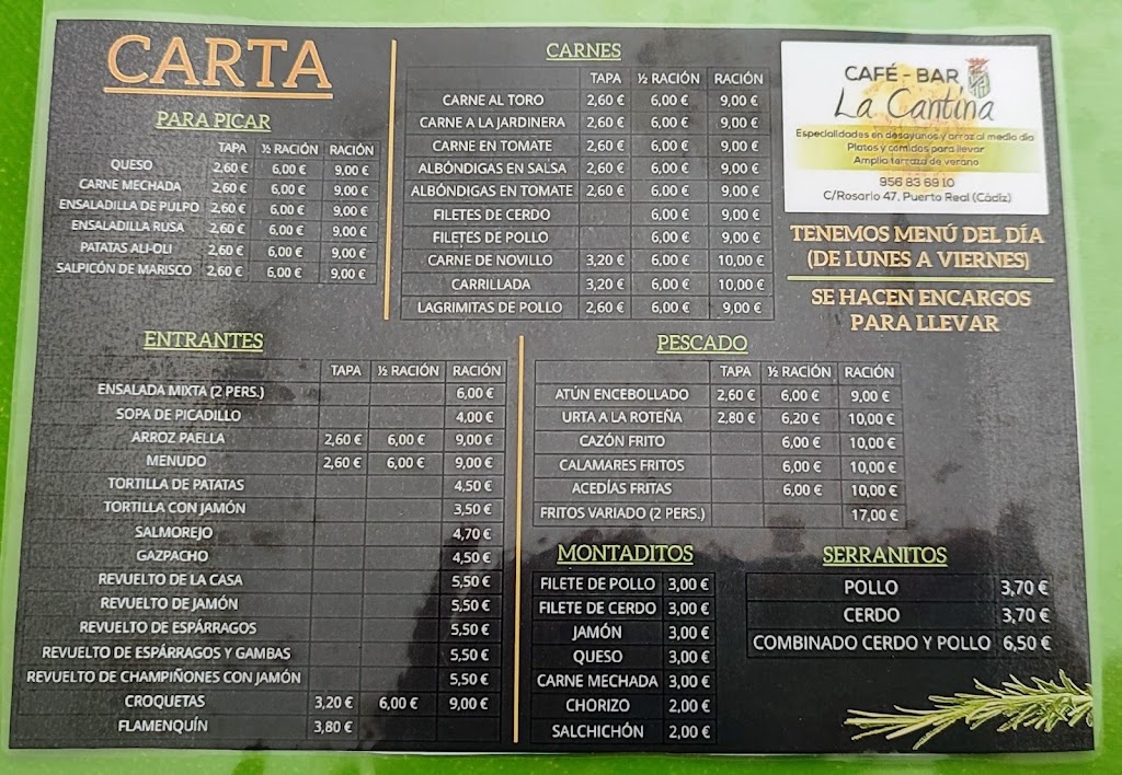 Bar "La Cantina" — Carta