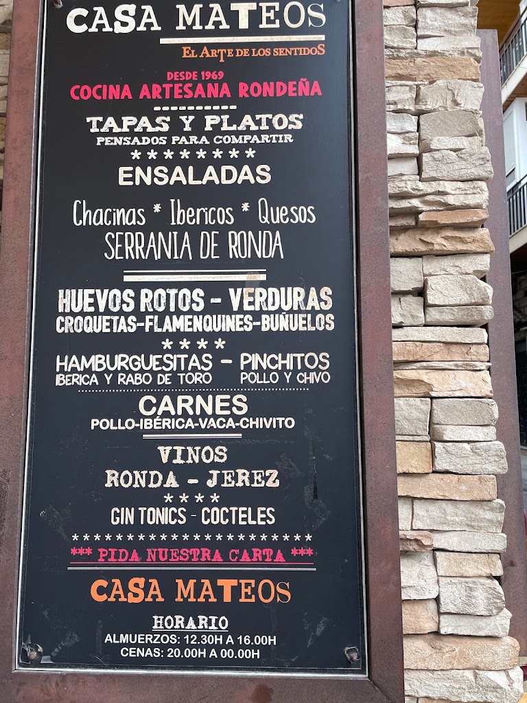 Restaurante Casa Mateos — Carta