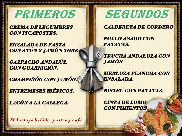 Restaurante Tesoros Extremenos — Carta
