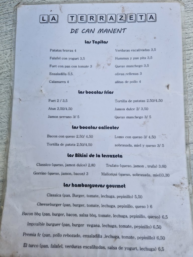 La Terrazeta de Can Manent — Carta