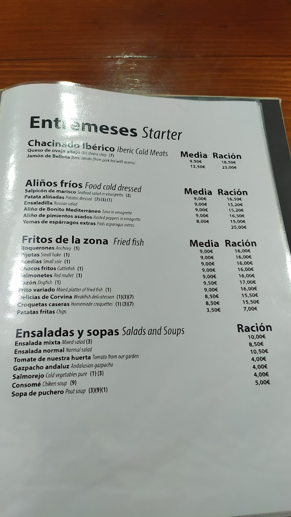 Hostal Restaurante El Quinto Pino — Carta