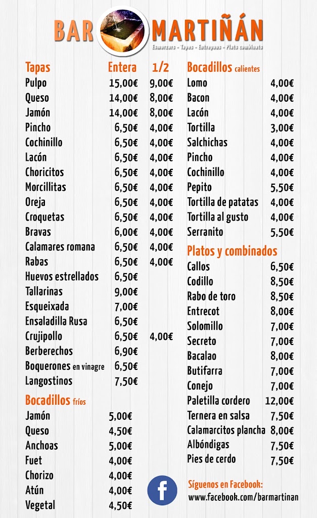 BAR MARTINAN — Carta