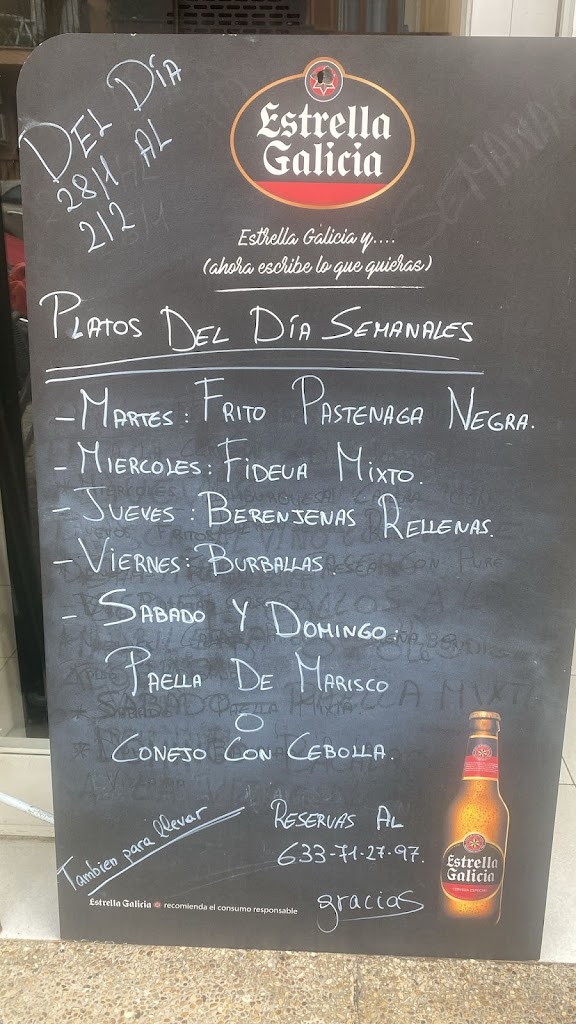 Cafeteria Burballes Bar — Carta