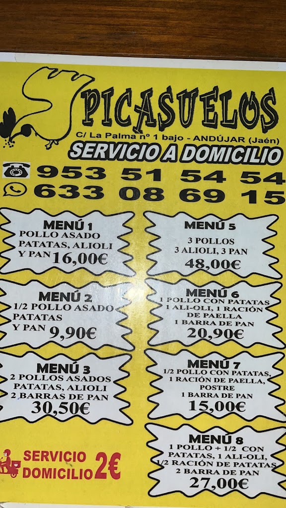 Asador picasuelos Andujar — Carta