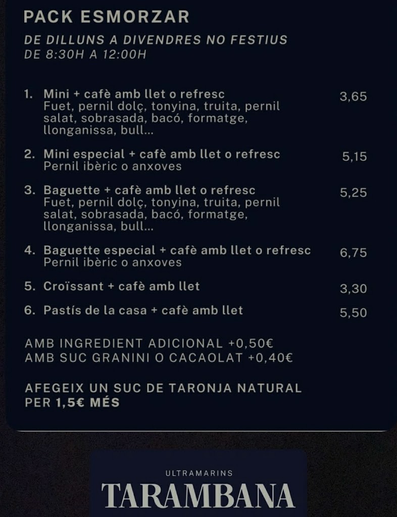 Ultramarins TARAMBANA — Carta
