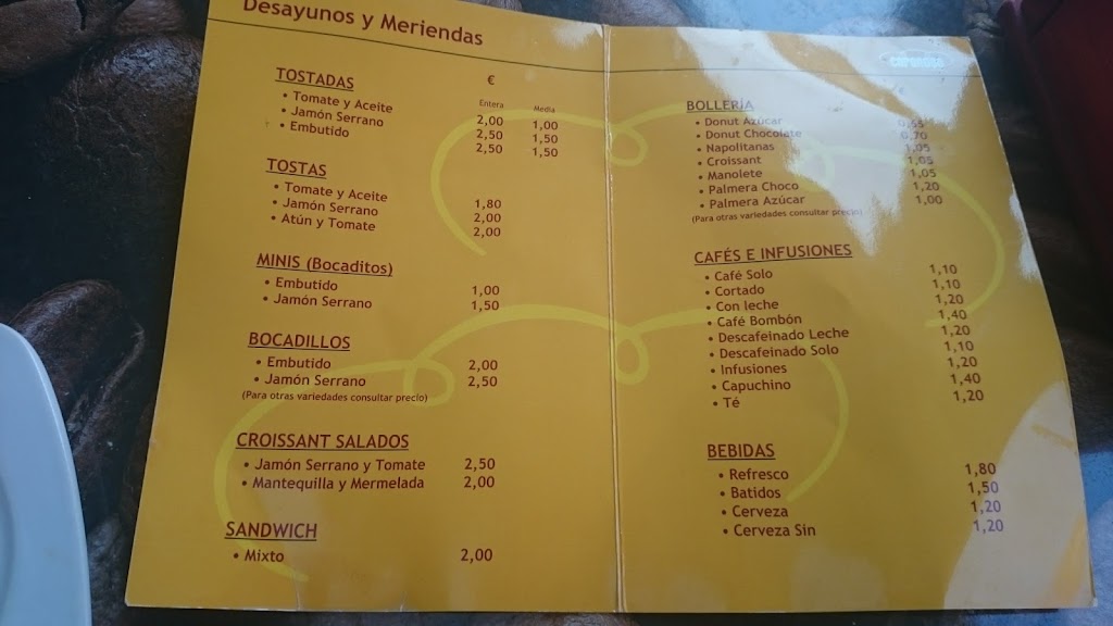 Coronado de Cada Dia Cafe y Pan — Carta