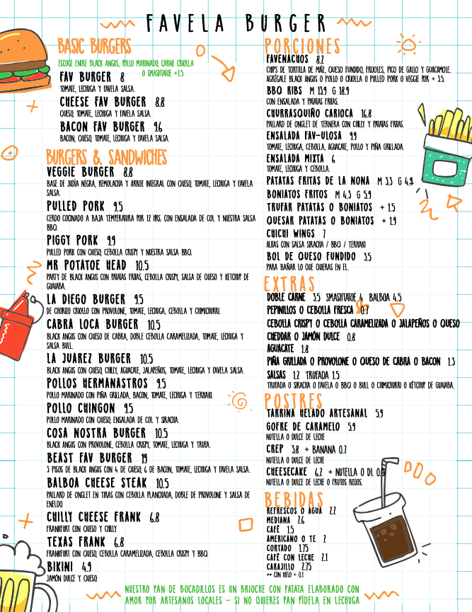 Favela Burger — Carta