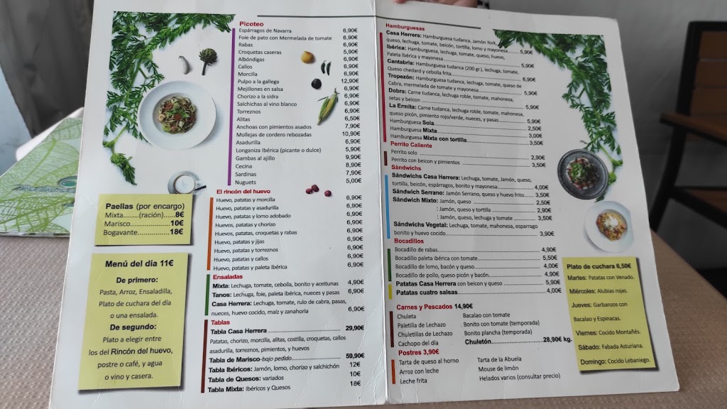 Restaurante Casa Herrera — Carta