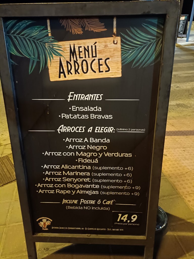 Restaurante Cerveceria Playa — Carta