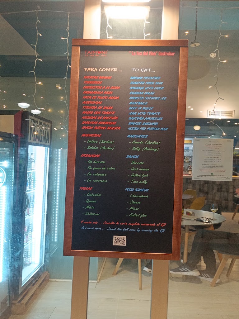 La voz del Vino Gastrobar — Carta